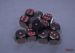 D6 16mm 12-Dice Block CHX25618 - Opaque Black/Red